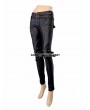 Devil Fashion Black and Bronze Gothic Buckle Belt Rivet PU Pants for Women