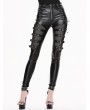 Devil Fashion Black Gothic Buckle Belt Mesh Legging for Women