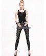 Devil Fashion Black Gothic Buckle Belt Mesh Legging for Women