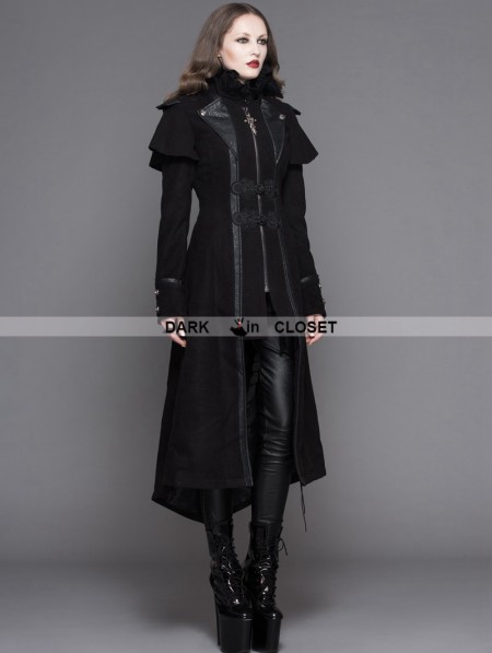 Devil Fashion Black Vintage Gothic Long Cape Design Coat for Women ...