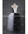 Rose Blooming Black and White Alternative Gothic Punk Corset Prom Party Dress 