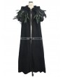 Devil Fashion Black Gothic Removable Dark Green Feather Hooded Cape for Women