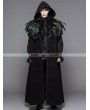 Devil Fashion Black Gothic Removable Dark Green Feather Hooded Cape for Men 