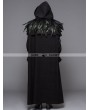 Devil Fashion Black Gothic Removable Dark Green Feather Hooded Cape for Men 