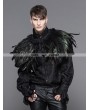 Devil Fashion Black Gothic Removable Dark Green Feather Hooded Cape for Men 