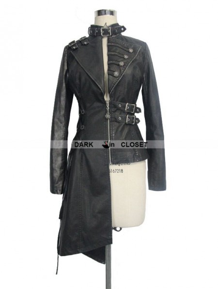 Devil Fashion Black Gothic Punk Old Style Asymmetric Jacket For Women ...