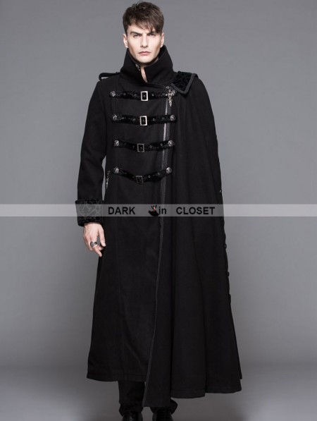 Devil Fashion Black Gothic Punk Asymmetric Military Jacket For Men