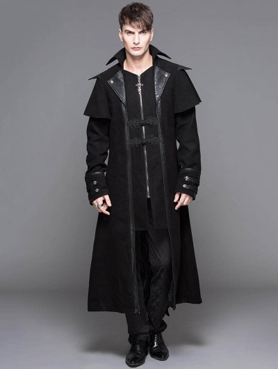 Devil Fashion Black Vintage Gothic Long Cape Design Coat For Men 