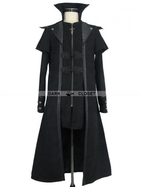 Devil Fashion Black Vintage Gothic Long Cape Design Coat For Men ...