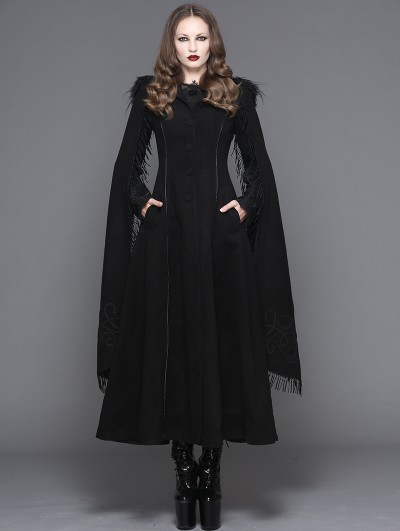 Devil Fashion Black Gothic Long Hooded Cape Coat For Women 