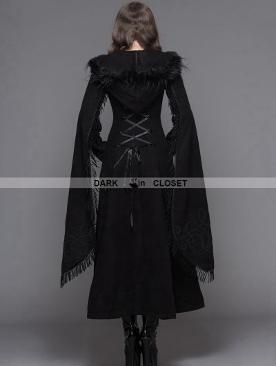 Devil Fashion Black Gothic Long Hooded Cape Coat For Women DarkinCloset