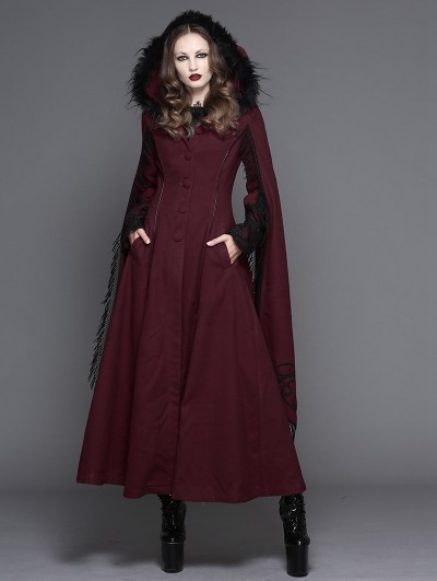 Devil Fashion Red Gothic Long Hooded Cape Coat For Women