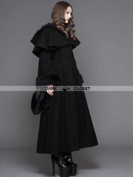 Devil Fashion Black Gothic Dovetail Hooded Cape Long Coat For Women ...