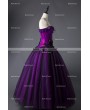 Rose Blooming Romantic Purple and Black Feather and Flower Gothic Corset Long Prom Dress  