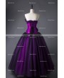 Rose Blooming Romantic Purple and Black Feather and Flower Gothic Corset Long Prom Dress  