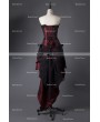Rose Blooming Wine Red Gothic Short Burlesque Corset Prom Party High-Low Dress