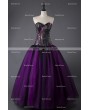 Rose Blooming Purple and Black Steampunk Style Gothic Corset Long Prom Dress