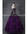 Rose Blooming Purple and Black Steampunk Style Gothic Corset Long Prom Dress