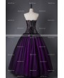 Rose Blooming Purple and Black Steampunk Style Gothic Corset Long Prom Dress