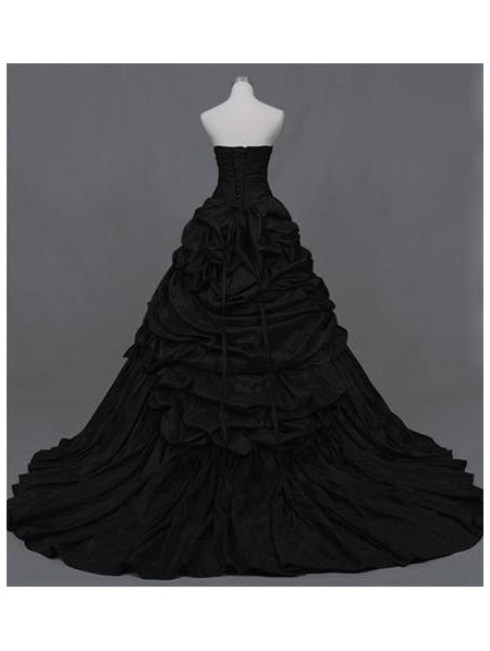 Black Strapless Ball Gown Gothic Wedding Dress - DarkinCloset.com