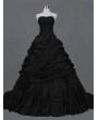 Black Strapless Ball Gown Gothic Wedding Dress