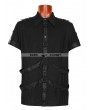 Punk Rave Black Gothic Man Short Sleeves Shirt With Leather Loops