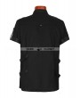 Punk Rave Black Gothic Man Short Sleeves Shirt With Leather Loops