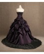 Purple Embroidery Strapless Gothic Wedding Dress