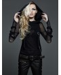 Punk Rave Gothic Dark Fashion T-shirt with Big Hood For Women