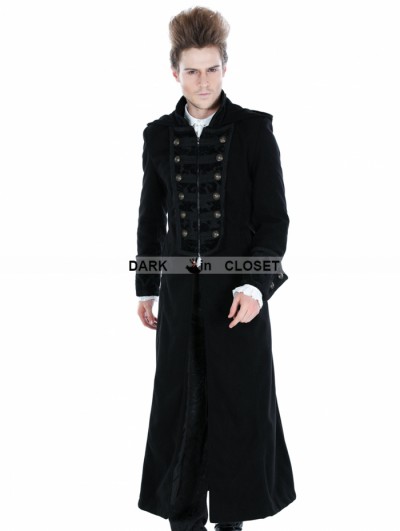 Punk Rave Black Gothic Male Palace Style Overlength Hoodie Coat 