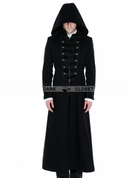 Pentagramme Black Gothic Male Palace Style Overlength Hoodie Coat ...