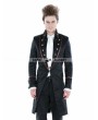 Punk Rave Black Gothic Palace Style Mens Long Jacket with Coffee Hem