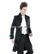 Punk Rave Black Gothic Palace Style Mens Long Jacket with Coffee Hem