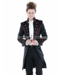 Punk Rave Black Gothic Palace Style Mens Long Jacket with Red Hem