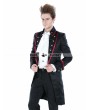 Punk Rave Black Gothic Palace Style Mens Long Jacket with Red Hem