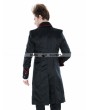 Punk Rave Black Gothic Palace Style Mens Long Jacket with Red Hem