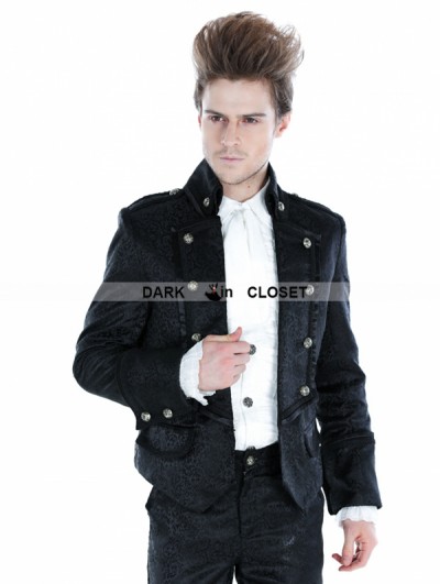 Punk Rave Black Gothic Palace Style Mens Short Jacket