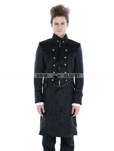 Pentagramme Black Gothic Military Style Male Long Coat