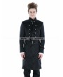 Punk Rave Black Gothic Military Style Male Long Coat