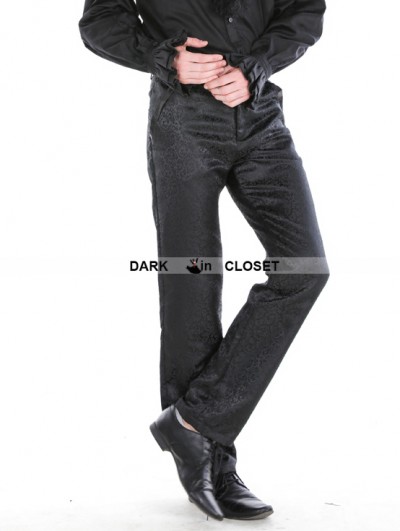 Punk Rave Black Gothic Printing Palace Style Pants For Men