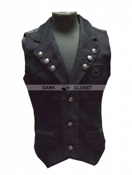 Pentagramme Black Gothic Military Style Vest For Men - DarkinCloset.com