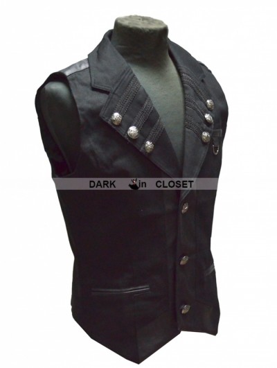 Pentagramme Black Gothic Military Style Vest For Men