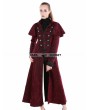 Punk Rave Red Gothic Military Style Long Hoodie Cape Coat For Women