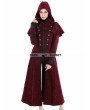 Punk Rave Red Gothic Military Style Long Hoodie Cape Coat For Women
