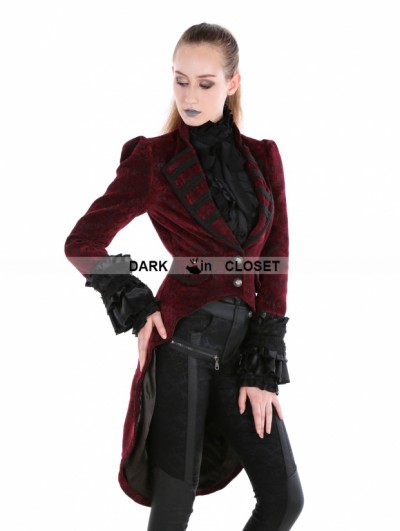 Pentagramme Red Gothic Palace Style Velvet Coat For Women