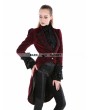 Punk Rave Red Gothic Palace Style Velvet Coat For Women