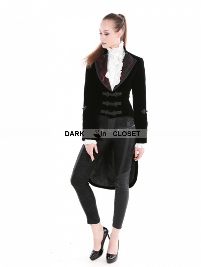 Punk Rave Black Gothic Velvet Vintage Coat For Women