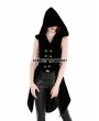 Punk Rave Black Gothic Military Womens Long Vest with Hood