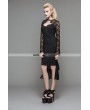 Devil Fashion Black Gothic Pencil Midi Dress with Lace Sleeves