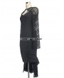 Devil Fashion Black Gothic Pencil Midi Dress with Lace Sleeves